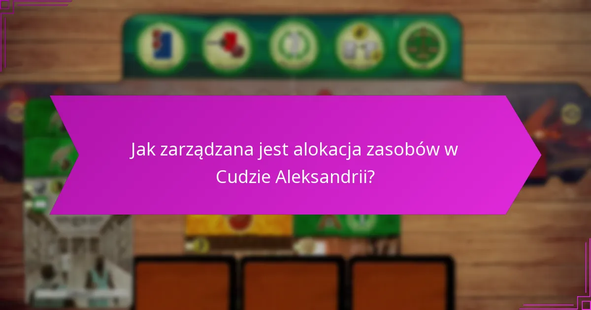 Jak zarządzana jest alokacja zasobów w Cudzie Aleksandrii?