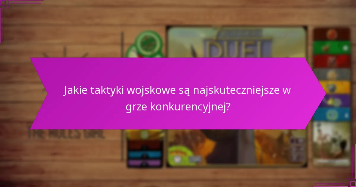 Jakie taktyki wojskowe są najskuteczniejsze w grze konkurencyjnej?
